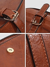 preiswerte Umhängetaschen-Retro-Umhängetasche aus braunem Kunstleder für Damen im Boho-Vintage-Stil mit verstellbarem Riemen – ideal für Freizeit, Reisen und Sommer.