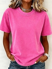 economico T-shirt semplice-T-shirt da donna 100% cotone - maglietta vintage di qualità a maniche corte con scollo rotondo