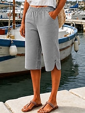  Women's Jeans Denim Shorts Burmuda Shorts Fashion Calf-Length High Waist Classic Comfort Stretchy Vacation Formal Navy Blue Light Blue Gray Summer Spring Regular Fit
