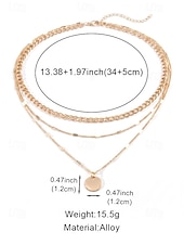 voordelige Dames ketting-Damesketting met ronde schijfhanger in goud-zilveren lagen, minimalistische meerlaagse ketting van legering, elegante ketting voor elke dag, geschikt voor vakantie, werk, feestjes en als cadeau.