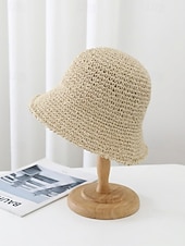 abordables Chapeaux pour femmes-Bob bohème en paille pour femme, chapeau de soleil d'été tissé, casquette de pêcheur légère de plage disponible en plusieurs couleurs, chapeau de voyage pour les vacances