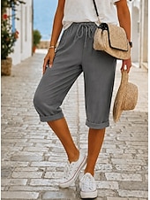  Mulheres Jeans Ganga Calças Capri Burmuda Shorts Moda Comprimento da panturrilha Cintura Alta Tecido Clássico Conforto Com Stretch Casual Diário Férias Preto Cinzento Verão Primavera