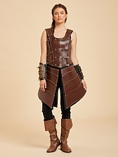 cheap Dresses-Medieval Renaissance Dress Armor Vest Warrior Shieldmaiden Barbarian Fancy Dress Women's Viking Fantasy Halloween Carnival Performance LARP Ren Faire Adults' Dress