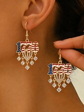 tanie Akcesoria-patriotyczne kolczyki pamiątkowe damskie, stop 4 lipca &amp;Kolczyki wiszące America 250, wielokolorowe, czerwono-biało-niebieskie, efektowne, na paradę, przyjęcie