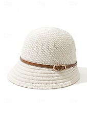 abordables Sombreros de mujer-Sombrero de sol de poliéster tejido para mujer, estilo cloche multicolor con ala larga en la parte delantera y corta en la trasera. Sombrero ligero ideal para vacaciones de verano, playa, viajes,