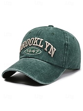 cheap Men's Hats-Men's Vintage Washed Cotton Baseball Cap Embroidered Letter Dad Hat Adjustable Strap Multi-Color Retro Casual Hat for Travel, Outdoor, Streetwear, Everyday Wear