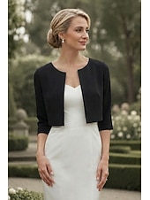 preiswerte Wraps für Hochzeitsgäste-Damen-Wickelbolero Schulterfreies Damen-Mutter-Wickel grundlegende Mäntel  Jacken Elegant 3/4-lange Ärmel Chiffon Hochzeitsgäste Wickel mit einfarbig für Partyabend im Frühling und Sommer um Eindruck