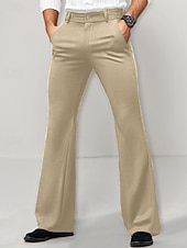 cheap Flare-Men's Trousers Dress Pants Bell Bottom Flared Pants Suit Pants Pocket Elastic Waist Plain Comfort Soft Full Length Daily Outdoor Going out Fashion Casual White Khaki Micro-elastic