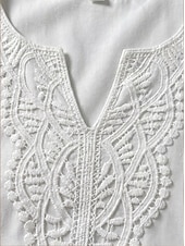 abordables White Lace Dresses-Women's Knee Length Dress Lace Dress White Dress Summer Dress Elegant Fashion Beach Vacation Holiday Regular Fit Plain Half Sleeve V Neck White Summer Spring