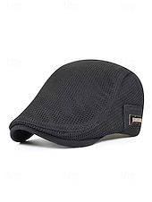 cheap Men's Hats-Men's Breathable Mesh Flat Cap Hat, Adjustable Polyester Summer Hat, Lightweight Casual Classic Travel Headwear, Multi-Color Summer Outdoor Sun Protection Cap