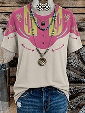  γυναικείο μπλουζάκι western boho με εκτύπωση φλοράλ γραφικό γεωμετρικό vintage κομψό casual κοντομάνικο στρογγυλή λαιμόκοψη V στρογγυλή λαιμόκοψη μακριές μπλούζες casual καθημερινό Σαββατοκύριακο μπλε
