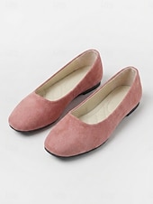 abordables Sandalias planas de mujer-Women's Red Classic Ballet Flats – Soft Faux Suede Slip-On Shoes with Cushioned Insole, Lightweight Flexible Sole and All-Day Comfort for Office, Work, Travel and Casual Wear