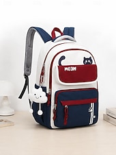 Недорогие Kids &amp; Teen Backpacks-Tween Girls Colorblock Cat Backpack, Cute Japanese Style School Bookbag for Middle School Students with Large Capacity and Multi-Pocket Storage