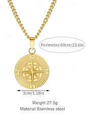 abordables Bijoux pour hommes-Collier pendentif boussole viking pour homme, chaîne gourmette en acier inoxydable, bijou talisman nautique vintage, or, argent, noir