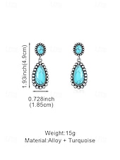 cheap Women's Earring-Women's Boho Teardrop Turquoise Earrings, Vintage Alloy Drop Earrings, Western Southwestern Statement Jewelry, Summer Fashion Gift for Her