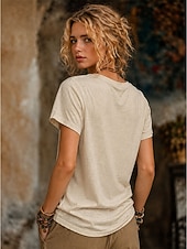  Women's Boho T-shirt Summer Tops Floral Graphic Animal Elegant Bohemia Vintage Short Sleeve V Neck Regular Tops Casual Daily Sports Blue Green with beige Yellow Light Brown Summer Spring