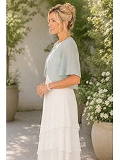 economico impacchi per gli invitati al matrimonio-Scialle Donna Bolero Coprispalle Scialli della Madre Scialli della Sposa Elegante Signore Formale Manica Corta Chiffon Stole da matrimonio Con Colore puro Per Quotidiano Primavera &amp; Estate