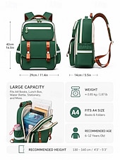cheap Kids &amp; Teen Backpacks-Kids School Backpack, Waterproof Polyester Large Capacity Bookbag with Multiple Compartments, Adjustable Straps, Breathable Back Panel, Reflective Safety, Green Beige for Boys and Girls Back to School