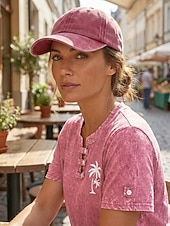 voordelige Dameshoeden-Dames baseballpet van gewassen katoen, verstelbare pet in vintage stijl, verkrijgbaar in verschillende kleuren, ademende zomerpet voor op reis, buitenactiviteiten, het strand en dagelijks gebruik.