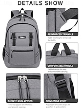 baratos Mochilas de Faculdade-Mochila escolar masculina impermeável, bolsa para laptop de grande capacidade com vários compartimentos, mochila resistente de poliéster com faixa refletora, mochila de viagem multicolorida para