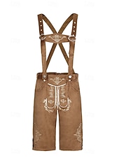 cheap Lederhosen Set-Oktoberfest Bundhosen Shorts Lederhosen Knee Length Embroidered German Alpine Heritage Wiesn Men's Carnival Beer Festival Traditional Style Cloth