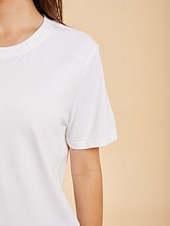 cheap Plain tee-Women's T Shirt Cotton Shirt Tee Top Solid Color Fashion Stylish Basic Short Sleeve Crew Neck Regular Tops Casual Daily Going out Blue Khaki Black White Yellow Summer Spring