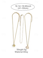 cheap Women's Necklace-Women's 3PCS Layered Necklace Set, Gold Alloy &amp; Faux Pearl Triple Strand Necklace with Flower and Shell Pendant, Elegant Summer Vacation Jewelry Gift