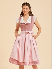 cheap Dirndl Dresses-Oktoberfest Dirndl Dress Midi Length with Pockets Balconette Neckline Maid Bavarian German Alpine Wiesn Women's Carnival Beer Festival Traditional Style Cloth (65CM) Without Blouse