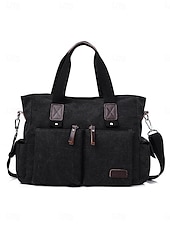cheap Men's Bags-Men's Canvas Multi-Pocket Large Capacity Tote Messenger Bag, Adjustable Shoulder Strap Casual Work Travel Crossbody Bag, Multi-Color Utility Shoulder Bag for Daily Commute