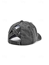 economico Cappelli da donna-Cappellino da baseball da donna in cotone lavato con coda di cavallo, cappello regolabile multicolore per chignon disordinato, cappellino estivo casual per viaggi, attività all'aperto, uso quotidiano