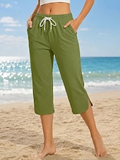 preiswerte Sportliche Shorts-Damen Caprihose Lässig Wadenlang Natürliche Taille Einfach Komfort Hohe Elastizität Urlaub Blau Violett Dunkelblau Pfauenblau Sommer Frühling Normale Passform