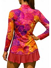 cheap Women's Shirt-Women's Abstract Sport Shirt Tennis Shirt Tennis Top Long Sleeve Zipper Floral Quarter Zip UPF50+ UV Resistant High Elasticity Moisture Wicking Breathable Volleyball Tennis Golf High Neck Zip Collar
