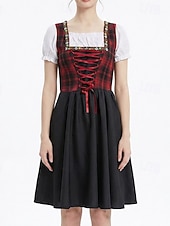 cheap Dirndl Set-Oktoberfest Dirndl Dress Carnival Costume Mini Length Sexy Square Neck German Alpine Heritage Wiesn Women's Carnival Beer Festival Traditional Style Cloth