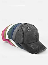 economico Cappelli da donna-Cappellino da baseball da donna in cotone lavato con coda di cavallo, cappello regolabile multicolore per chignon disordinato, cappellino estivo casual per viaggi, attività all'aperto, uso quotidiano