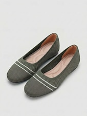 economico Ballerine da donna-Ballerine da donna in maglia a righe rosa con soletta imbottita per il massimo comfort - scarpe da passeggio leggere e traspiranti con punta quadrata, facili da indossare, ideali per il tragitto