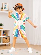cheap Boy's 3D Funny Humor-Boys' 3D Graphic Football Pajamas Tee &amp; Pants Pajama Sets Tee &amp; Shorts Pajama Sets Short Sleeve 3D Print Summer Active Fashion Daily Kids Toddler Boys 3-12 Years Crew Neck Home Indoor Causal Regular