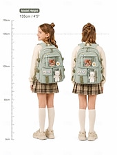 cheap Kids &amp; Teen Backpacks-Tween &amp; Teen Girls Cute Kawaii Backpack, Large Capacity Multi-Pocket School Bag with Transparent Display Pocket &amp; Plush Toy for Back to School