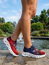 ieftine Pantofi de damă-Pantofi sport patriotici roșii-albastri pentru femei – roz &amp;Adidași cu pernă de aer imprimați cu fluturi pentru Ziua Independenței, sărbătorile de 4 iulie, călătorii, plimbări zilnice și ținute casual
