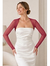 preiswerte Wraps für Hochzeitsgäste-Schals Damenumhang Elegant Rein Sonnenschutz Langarm Tüll Hochzeit Schals Mit Unifarbe Für Party Frühling &amp; Sommer