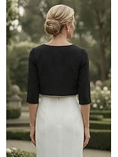 preiswerte Wraps für Hochzeitsgäste-Damen-Wickelbolero Schulterfreies Damen-Mutter-Wickel grundlegende Mäntel  Jacken Elegant 3/4-lange Ärmel Chiffon Hochzeitsgäste Wickel mit einfarbig für Partyabend im Frühling und Sommer um Eindruck
