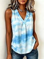  Per donna Canotta Grafico Tinta a nodi Gradiente di Colore Elegante Vintage Casual Senza Maniche Scollo a V Top Regolari Casuale Quotidiano Blu Viola Verde Estate Primavera