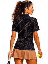 billiga Kvinnors skjorta-Women's Stripes Sport Shirt Golf Polo Shirt Tennis Shirt Tennis Tee Short Sleeve Floral Buttons UPF50+ UV Resistant High Elasticity Moisture Wicking Breathable Volleyball Tennis Golf Collar Polo