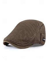cheap Men's Hats-Men's Breathable Mesh Flat Cap Hat, Adjustable Polyester Summer Hat, Lightweight Casual Classic Travel Headwear, Multi-Color Summer Outdoor Sun Protection Cap