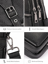 billiga Herrväskor-Herr Crossbody-väska Axelväska Bältesväska Kohud Dagligen Utomhus Dragkedja Stor kapacitet Vattentät Lättvikt Ensfärgat Rödbrun Brunaktig gul Svart
