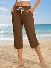 preiswerte Sportliche Shorts-Damen Caprihose Lässig Wadenlang Natürliche Taille Einfach Komfort Hohe Elastizität Urlaub Blau Violett Dunkelblau Pfauenblau Sommer Frühling Normale Passform