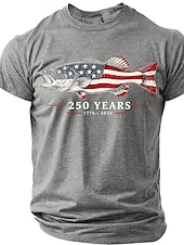Недорогие Patriotic 250 T-shirts-4th of July 2026 250th Men's US Flag 1776 T Shirt Short Sleeve T shirt 3D Print Crew Neck Shirt Patriotic Daily Festival Blue Black Red Summer Spring Clothing Apparel S M L XL XXL XXXL