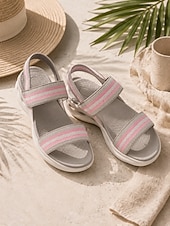 cheap Comfort Sandals-Women's Pink Elastic Strap Arch SupportWalking Sandals – Lightweight Comfort Sport Sandals with Cushioned Footbed &amp; Shock Absorbing Sole for Travel, Vacation, Beach and Everyday Comfort
