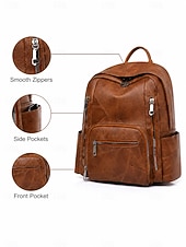 economico Zaini alla moda-Zaino da donna vintage in pelle, borsa da viaggio antifurto di grande capacità con molteplici tasche per università, lavoro, shopping e spostamenti quotidiani