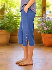 preiswerte Jeans-Damen Jeans Jeansstoff Caprihose Urlaub Basic Wadenlang Hohe Taille Einfach Elastischer Bund Komfort Bequem Atmungsaktiv Unelastisch Urlaub Formell Alltagskleidung Blau Sommer Frühling Normale