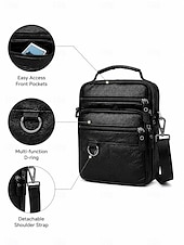 economico Borselli da uomo-Borsa a tracolla da uomo in pelle, borsa a spalla con cerniera e tasche multiple, ideale per lavoro, viaggi e uso quotidiano.